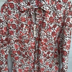 Floral Button Down Shirt in Red and Brown